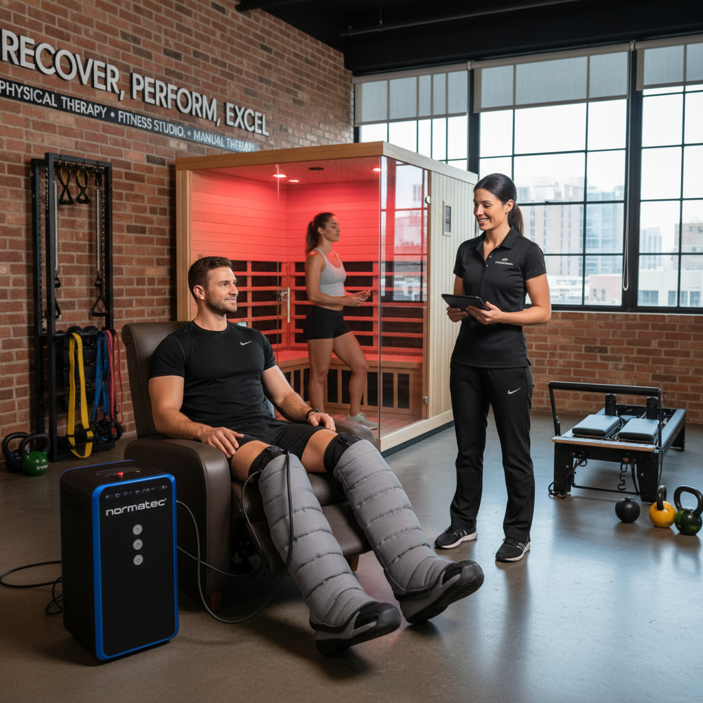 Runner using recovery equipment at NYC facility